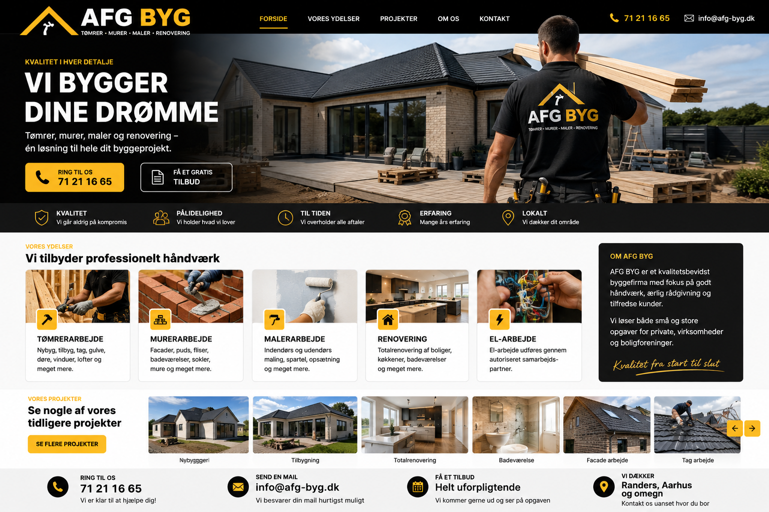 AFG BYG hjemmeside og byggeprojekter